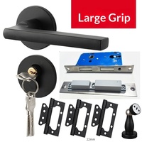 Serrure de porte de chambre magnétique silencieuse noire à grandes touches, poignée de porte de type divisé, ensemble complet pour portes en bois, modèle universel, un ensemble complet