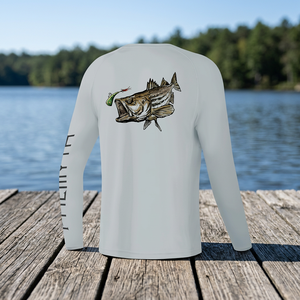 Camisa de Pesca de Manga Larga para Niños, Transpirable, 100% Poliéster, con Estampado de Lubina, Protección UPF 50 Anti-UV, Diseño Digital - Product Image 3