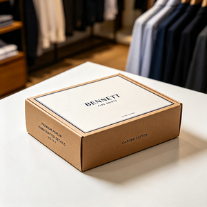 Boîte à chemises <span class=keywords><strong>en</strong></span> carton ondulé imprimé numérique à motif quadrillé bleu marine personnalisée de qualité supérieure pour vêtements, emballage recyclable et imperméable - Product Image 2
