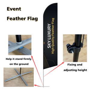 Drapeau à plumes personnalisé CATC imprimé sur mesure |   Tissu tricoté warp de 110 g, <span class=keywords><strong>poteau</strong></span> en alliage d'aluminium |   Promotions portables certifiées CE pour l'extérieur - Product Image 3