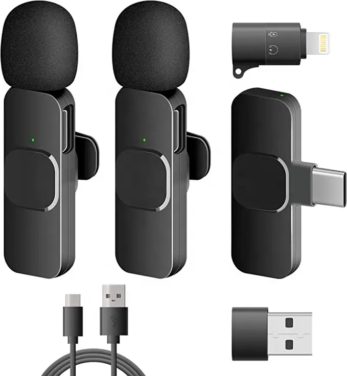 英語版パッケージk9ワイヤレスマイクタイプC、iPhoneコネクタ付き携帯電話用小型ワイヤレスマイク