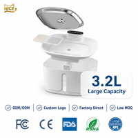 Fontaine à eau sans fil pour animaux de compagnie NicePets 3,2 L |   Pompe silencieuse en acier inoxydable avec filtre pour eau courante |   Fontaine pour chat et chien 4000mAh Type-C