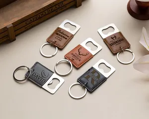 Llavero Grabado Mejor Hombre Regalos Abridor de vino de cuero de alta calidad Llavero de cuero personalizado Abrebotellas - Product Image 5