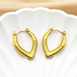 Pendientes de aro de joyería de moda de nuevo diseño, forma de lazo chapado en oro de acero inoxidable para mujer, regalo de boda para fiesta - Product Image 2