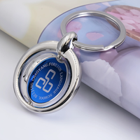 Porte-clés flottant en métal souvenir personnalisé avec rotation rotative et logo en métal Porte-clés imprimé époxy en alliage d'acier inoxydable et d'argent