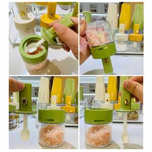 Custom Kitchen Packaging Airtight Clear Seasoning <b>Spice</b> Container Glass Condiment Powder Herb Salt <b>Jar</b> Set With Adjustable Spoon - Product Image 4