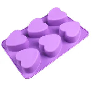 Moules à gelée pour gâteaux de cuisine DD1547, plateau en forme de cœur en Silicone à 6 cœurs pour Cocktails, plateau à glaçons en forme de cœur au chocolat