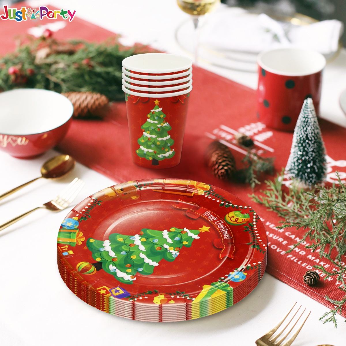 Disposable Tableware Set for Christmas Other Festivals Including