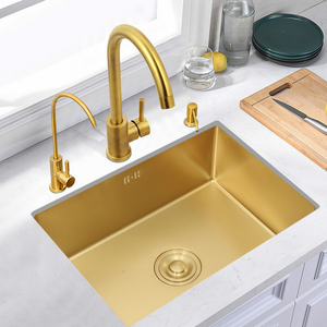 Évier de cuisine de luxe en or, évier utilitaire pour camping-car, évier en acier inoxydable à cuve unique, évier de cuisine profond et <span class=keywords><strong>petit</strong></span> avec plateau - Product Image 3