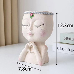 Maceta con Forma de Cara Humana, Diseño de Chica de Dibujos Animados, <span class=keywords><strong>para</strong></span> Suculentas, Decoración <span class=keywords><strong>para</strong></span> Jardín, Patio, Interiores y <span class=keywords><strong>Exteriores</strong></span> - Product Image 5