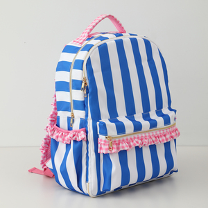 Mochila <span class=keywords><strong>de</strong></span> viaje personalizada <span class=keywords><strong>de</strong></span> nailon con encaje a cuadros para niños, monograma <span class=keywords><strong>de</strong></span> rayas con volantes, <span class=keywords><strong>mochilas</strong></span> escolares <span class=keywords><strong>personalizadas</strong></span> <span class=keywords><strong>de</strong></span> nailon para niños - Product Image 4