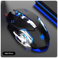XUNFOX H3 Mouse Gaming USB Optik Ergonomis untuk Tangan Kanan dengan Lampu dan 2 Tombol yang Dapat Diprogram untuk Desktop/Laptop PC Kantor