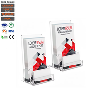 Paquete de Dos Soportes Acrílicos Transparentes para Tarjetas de Visita y Folletos, Portátiles, Preensamblados, de Sobremesa, para Exhibición de Volantes