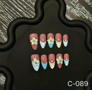 Venta al por Mayor <span class=keywords><strong>de</strong></span> 10 <span class=keywords><strong>Uñas</strong></span> Postizas Francesas Hechas a Mano con un Hermoso Diseño Personalizado <span class=keywords><strong>de</strong></span> Lujo, Muestras Gratis y Empaque Personalizado - Product Image 1