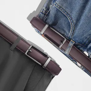 Wholesale Custom Adjustable Automatic Buckle Split Leather Fashion Lxurury Business Men Leather Belts