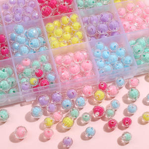 Perles acryliques transparentes de couleur bonbon pour le bricolage Bracelets faits à la main Chaînes de téléphone portable Accessoires Fabrication de bijoux - Product Image 1