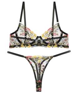 Sujetador Sexy de Lencería con Bordado Ultra Fino y Transparente, Media Copa con Aros, Tallas Grandes y Estilo Picante - Product Image 2