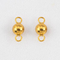 Colgante de bola dorada martillada pulida de acero inoxidable, simple, con un solo o doble anillo, para joyería DIY de collares y pulseras