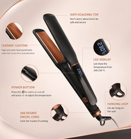 Lisseur de cheveux 2-en-1 à revêtement céramique, plaques flottantes 3D, écran LCD, arrêt automatique, bouclage rapide, chauffe rapide, fer à coiffer compact personnalisé pour salon