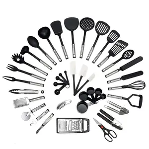 Conjunto de utensílios de cozinha, kit de 40 pçs de nylon e aço inoxidável, utensílios de cozinha para espátula, acessórios culinários