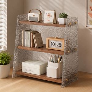 Acrylic Cup <b>Storage</b> Rack Wood Color Multifunction Coffee Tea <b>Tools</b> Tabletop Organizer - Product Image 2