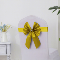 Prêt à expédier : Nœud de chaise universel en cuir PU de luxe avec longues franges, élastique et sans nœud, pour décoration de mariage