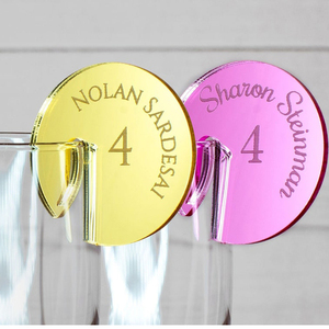 Marqueurs de verres en acrylique transparents dorés en forme de cercle, étiquettes vierges pour verres à vin - Product Image 4