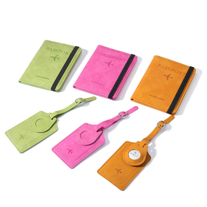 Travel Accessories <strong>Suitcase</strong> Luggage <strong>Tag</strong> Custom logo Pu Leather Passport Cover Bag Luggage Baggage <strong>Tags</strong> with air <strong>Tag</strong> Holder - Product Image 1