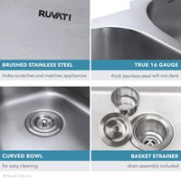 NEXGRAND NG01-32188U Wastafel Dapur Undermount 32-inci 50/50 Bak Ganda Persegi Panjang Baja Tahan Karat 16 Gauge 201 Lapisan Brushed