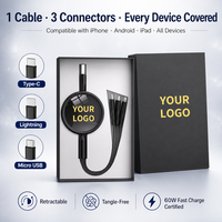 Cadeaux promotionnels d'entreprise en gros, câble USB portable moderne, boîte cadeau personnalisable, impression UV, logo personnalisé, souvenirs