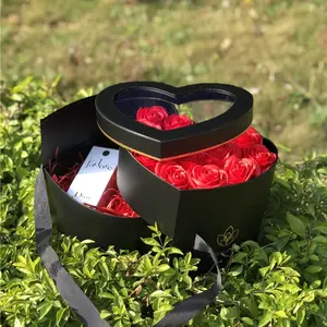 2024 день Святого Валентина индивидуальный логотип изысканный дизайн в форме сердца двойная вращающаяся Подарочная коробка для цветов и конфет