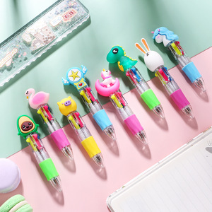 Mini Bolígrafo de Cuatro Colores, Estilo Coreano, Lindo, Adorable, con Diseño de Unicornio/Dinosaurio/Conejo, Tipo Pulsador - Product Image 1