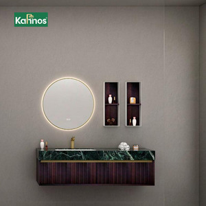 Luxury Wood Inlay Bathroom Vanities With Anti Fog Smart Led <b>Mirror</b> Open Shelf Soft Close Drawer Vanity Cabinet - Product Image 1