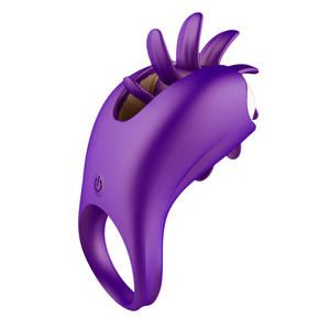 Mini forte velocità di rotazione lingua magica USB Multi frequenza vibrante pene anello anello di blocco flirt prodotti per gli uomini - Product Image 5
