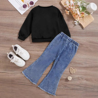 Vêtements pour enfants col rond à manches longues t-shirt jean deux pièces ensemble enfants enfant en bas âge tenue quotidienne décontracté filles vêtements ensemble