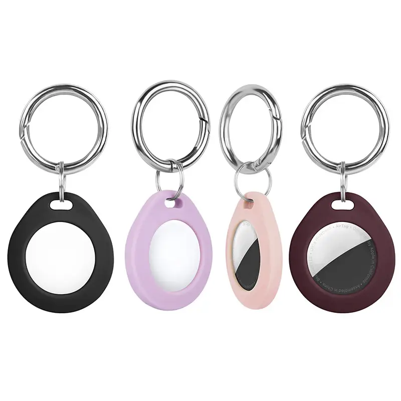 Newest Plastic Silicone Protective Detachable Hard Case For Apple Anti-lost Airtag Air Tags With Key Ring Carabiner Spring