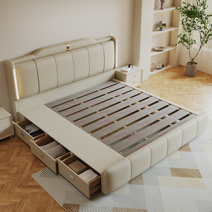 Moderna testiera imbottita <span class=keywords><strong>morbida</strong></span> illuminata con cassetti portaoggetti che consente di risparmiare spazio ai mobili della camera da <span class=keywords><strong>letto</strong></span> stile economico - Product Image 5