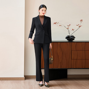 Women's Pink Suit <b>Set</b> Full Sleeve Notched Collar Spring <b>Office</b> Lady Formal Wear - Product Image 2