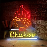 Letrero de Neón "Hot Chicken" de Neonawall, Luz Decorativa LED para Pared, para Restaurantes de Comida Rápida, Tiendas de Pollo Frito y Cocinas