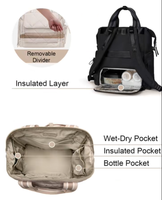 Sac à dos élégant et léger pour couches, idéal pour les mamans actives, avec 11 poches, compartiment isotherme et matelassé