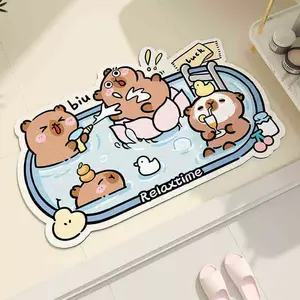 קריקטורה מודרנית kiphala diatom בוץ מחצלת מחצלת ללא החלקה הביתה שימוש סיליקון דלת מחצלת ושטיח שירותים - Product Image 2