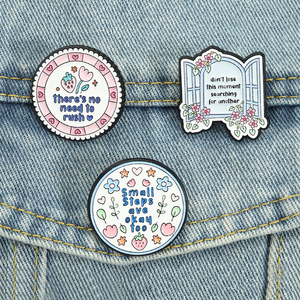 Do Not Lose This Moment Enamel Pins <strong>Small</strong> <strong>Steps</strong> Are Okay Too Motivational Flower Brooch Lapel Badge Wholesale - Product Image 1