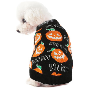 Pull en tricot noir en coton pour animaux de compagnie, motif citrouille d'Halloween, pour chiens et chats, petites, moyennes et grandes tailles - Product Image 5
