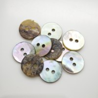 Boutons en nacre naturelle irisée, 2 trous, ronds, noirs, pour vêtements de luxe