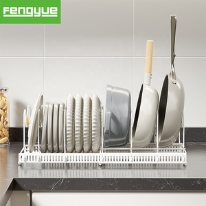 Portaorganizer regolabile per pentole/vaschette (sotto l'armadio) + portaorganizer espandibile per coperchi, con 10 divisori reg - Product Image 1