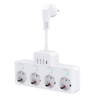 Multiprise USB PD multifonction avec 4 prises EU, 3 ports USB-A et 1 port USB-C, 16A, IP22, blanche