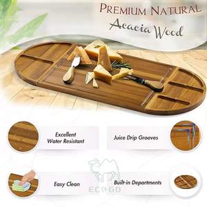 Cadeau d'anniversaire ou de mariage exquis, planche à charcuterie en bois d'acacia extra large, couteaux à fromage en acier inoxydable, service unique - Product Image 3