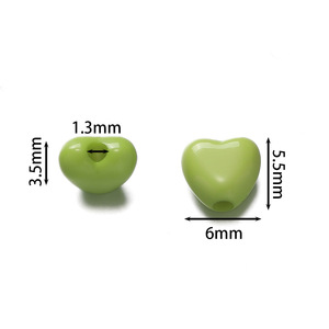 Acrylic Heart Shaped <b>Beads</b> Solid Color Perforated For Bracelet Making DIY Jewelry Accessories - Product Image 2
