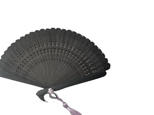 Éventail pliant pour femmes pour mariages, 21 cm, en bambou et soie, style amour sculpté - Product Image 6