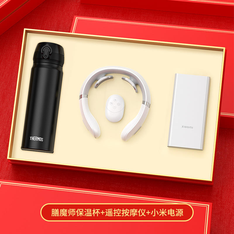 กระติกน้ำร้อนสีดำ ถ้วยนวดอัจฉริยะ Xiaomi Power Bank Gift Box